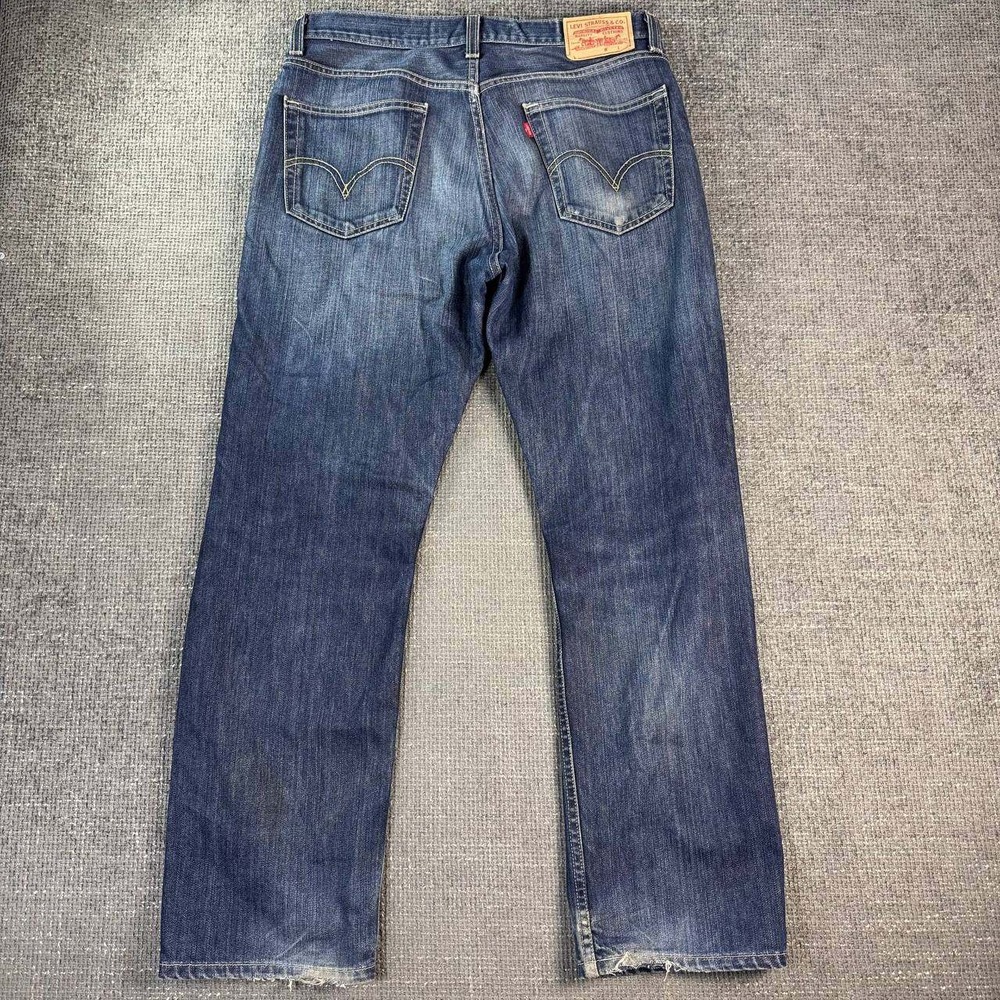 Levi's Regular Fit Jeans Mens 34x31 Dark Wash Blue Distressed Y2K Workwear